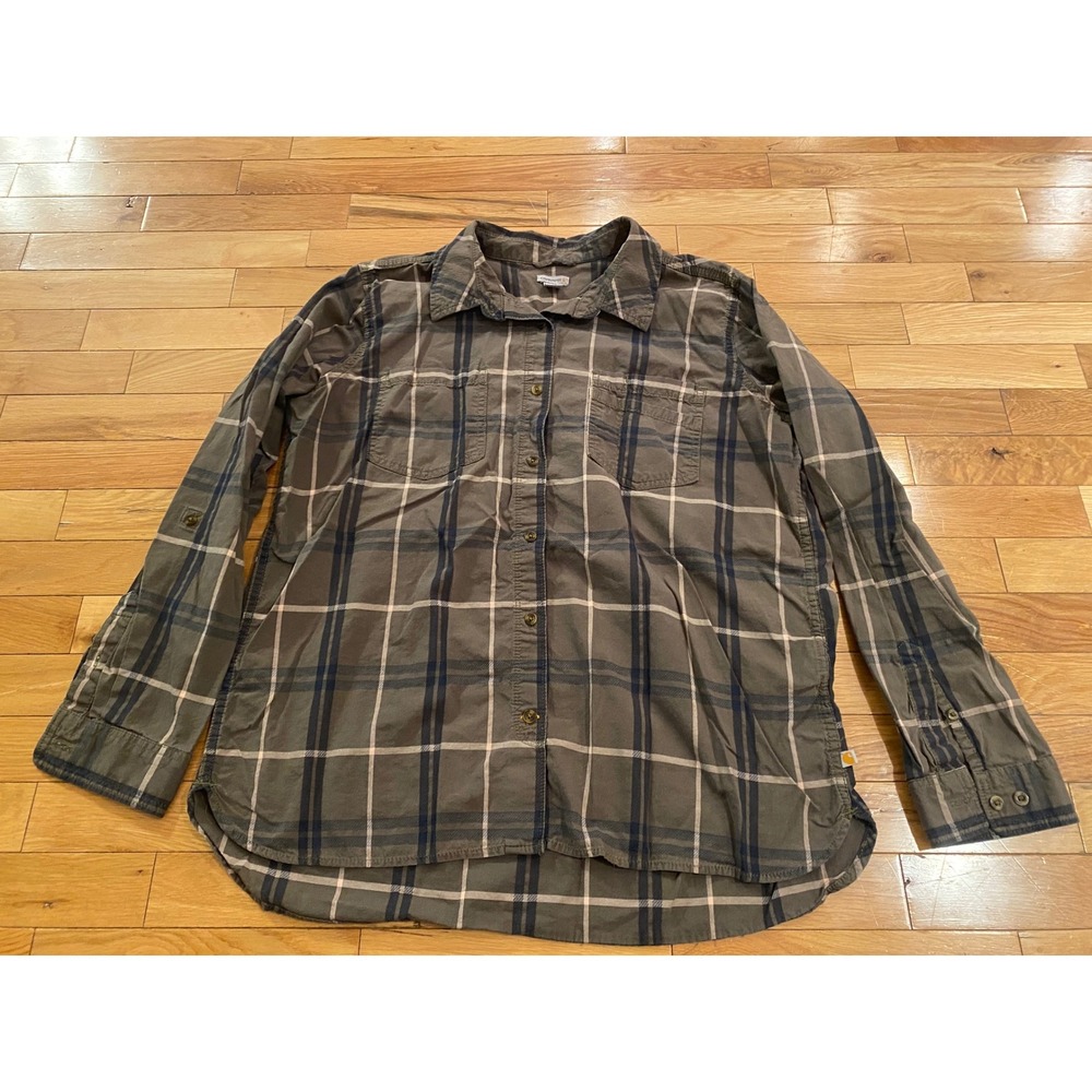 Carhartt Boys‎ XL Plaid Button Down Roll Tab Long Sleeve Shirt